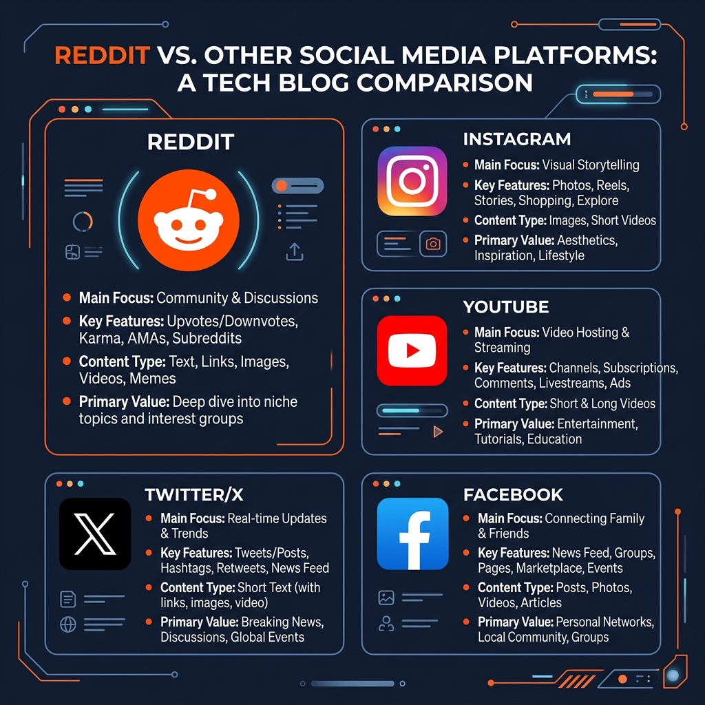 Reddit vs Instagram vs YouTube vs Twitter Comparison